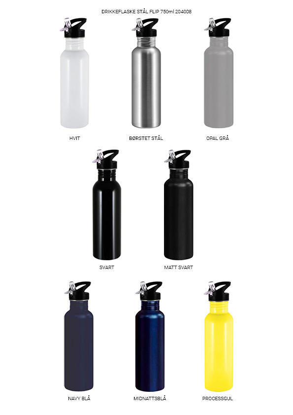 Drikkeflaske Stål med logo Flip 750ml Camisa Profilering