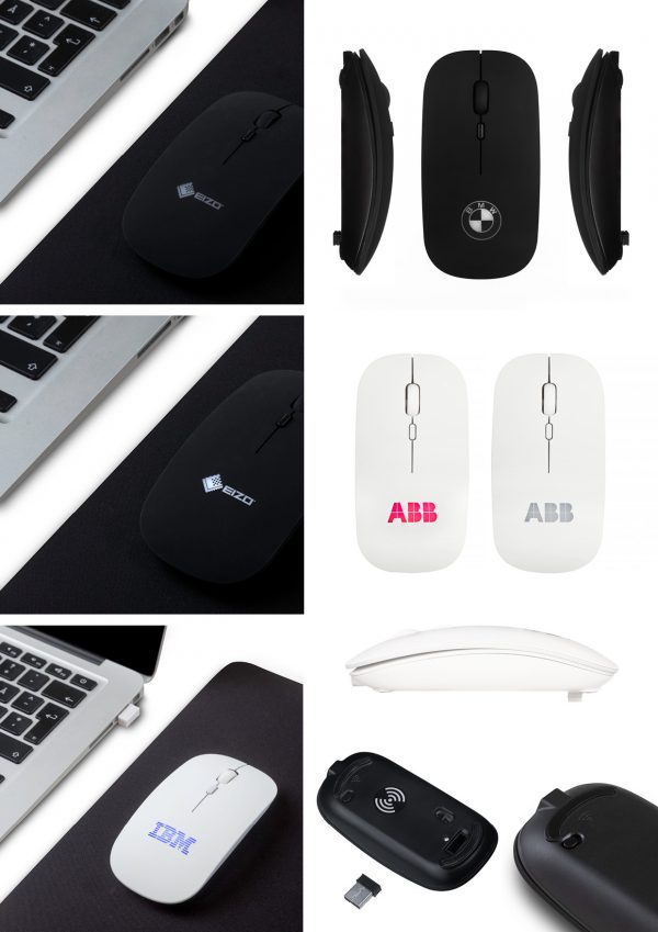 Qi Mouse led logo - trådløs datamus med lysende logo - Camisa Profilering
