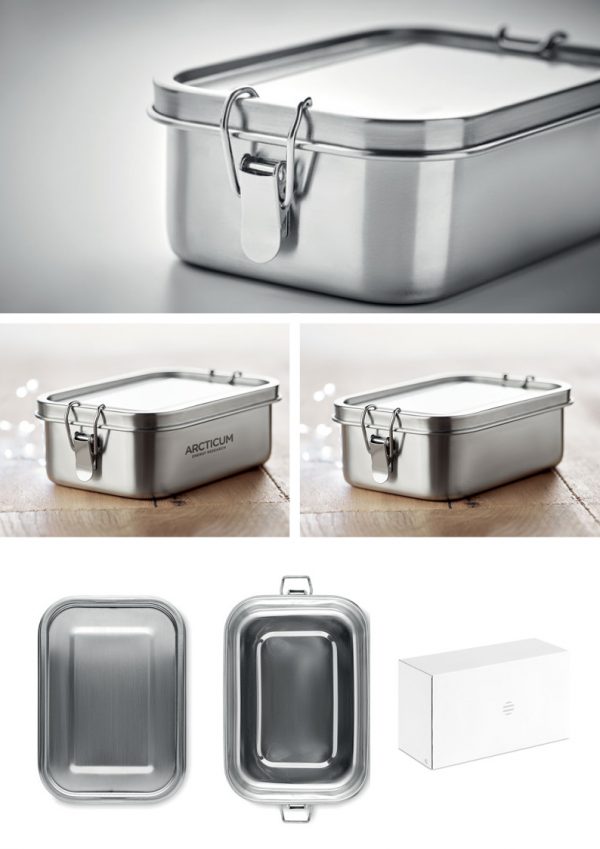 Matboks Rustfritt stål med logo, lunsjboks, lunchbox - Firmagave - Merch - Lasergravert logo - Camisa Profilering