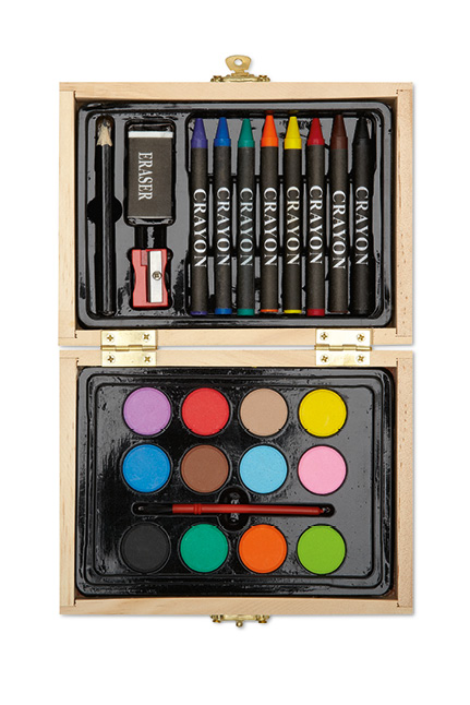 malesett med logo, malesett i gaveeske, maleskrin i tre, maleskrin med logo, malesett, tegnesett, treskrin, maleskrin, kunstsett, akvarellfarger, vannfarger, kreative produkter, barnehagegaver, skolegaver, CE-merket leketøy, kreativ gave med logo, malesett med gravering, malesett med trykk, silketrykk logo, lasergravering logo, reklamegaver barn, giveaways til skoler, barnevennlige profilprodukter, kreative events giveaways, firmagave til ansatte med barn, promotion art set, artist kit logo, Camisa AS, kunstsett med logo