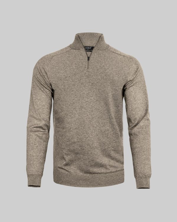 STRIKKEGENSER 1/4 ZIP BRIGHTON NIMBUS® i sand melange